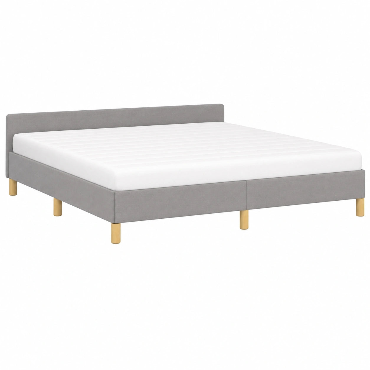 Bettgestell – 180 × 200 cm, gepolstert, mit Lattenrost, aus Stoff, Hellgrau