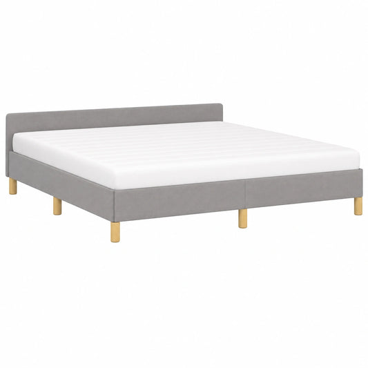 Bettgestell – 180 × 200 cm, gepolstert, mit Lattenrost, aus Stoff, Hellgrau