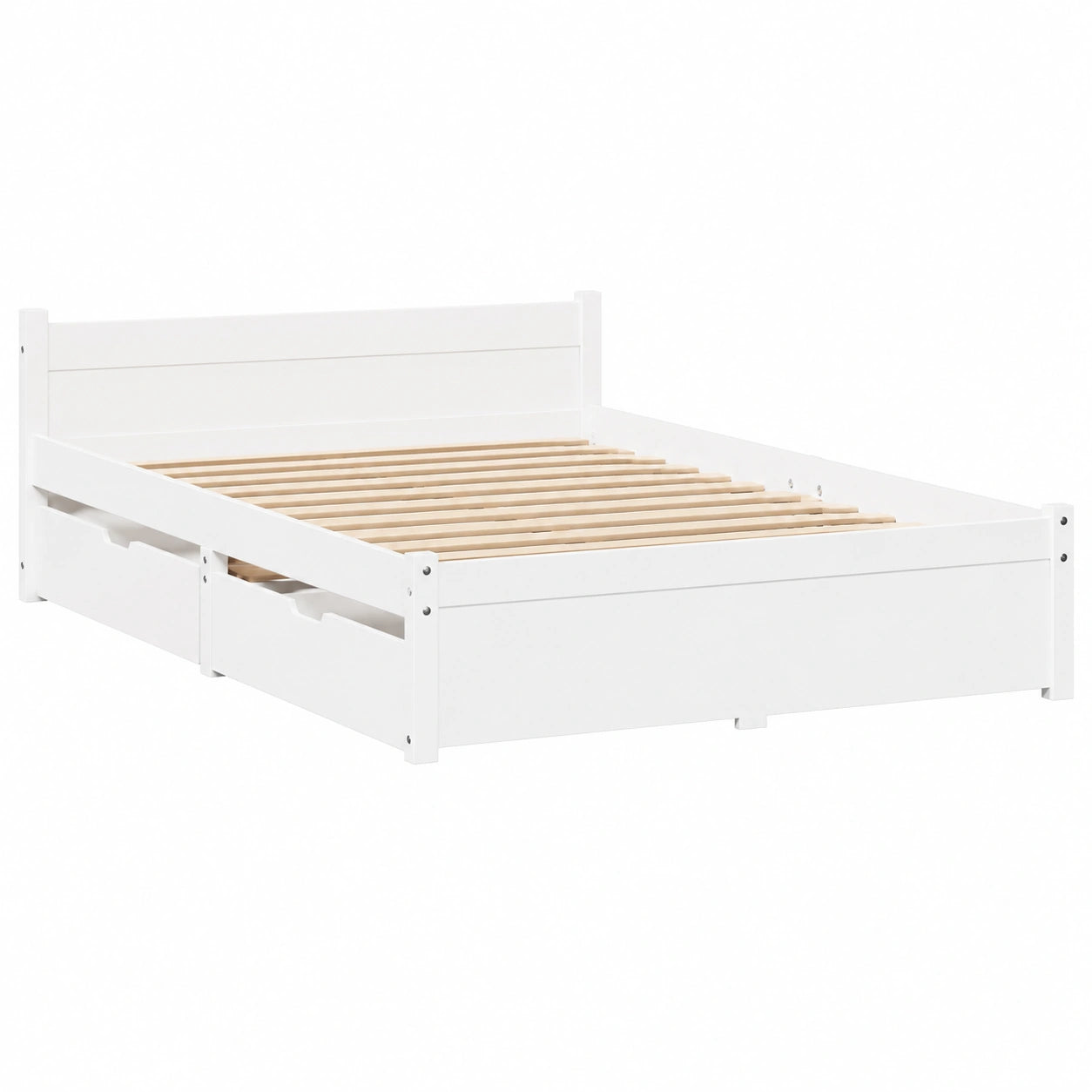 Massivholzbett – aus Massivholz, 140 × 200 cm, mit Schubladen, mit Lattenrost, aus Kiefernholz, für Schlafzimmer