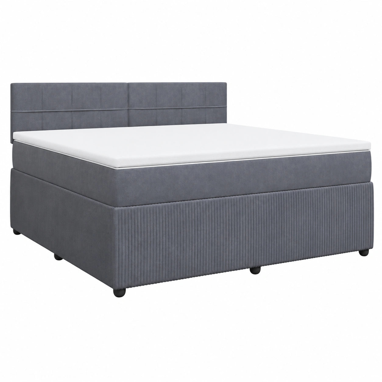 Boxspringbett – 180 × 200 cm, gepolstert, mit Lattenrost, aus Samt, Dunkelgrau, für Schlafzimmer