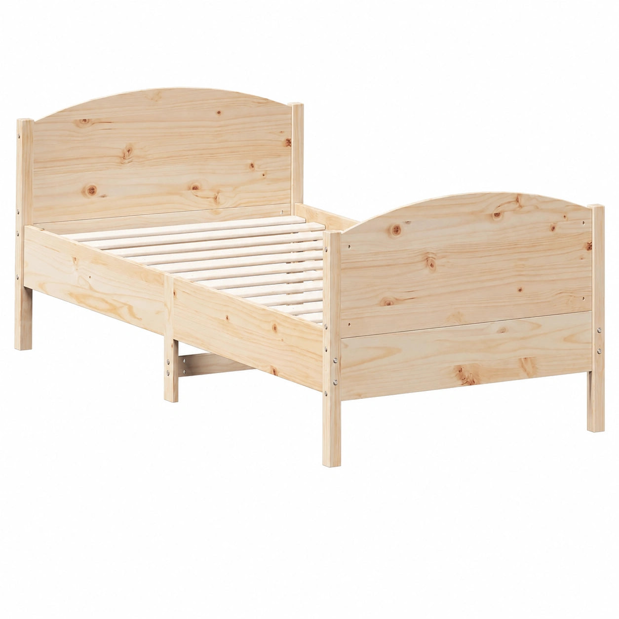 Massivholzbett – aus Massivholz, 90 × 190 cm, mit Lattenrost, aus Massivholz und Kiefernholz