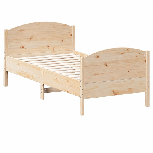 Massivholzbett – aus Massivholz, 90 × 190 cm, mit Lattenrost, aus Massivholz und Kiefernholz