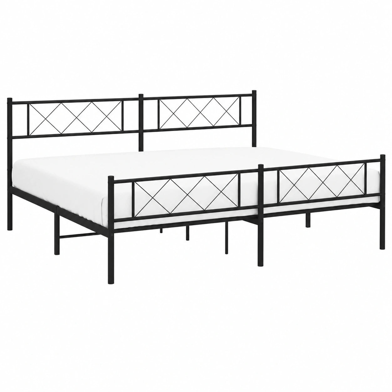 Bettgestell – 180 × 200 cm, mit Lattenrost, aus Metall, Schwarz, für Schlafzimmer