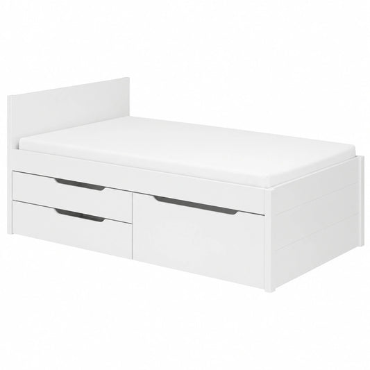 Bett – 140 × 200 cm, mit Stauraum, mit Schubladen, mit Lattenrost, aus Massivholz und Kiefernholz
