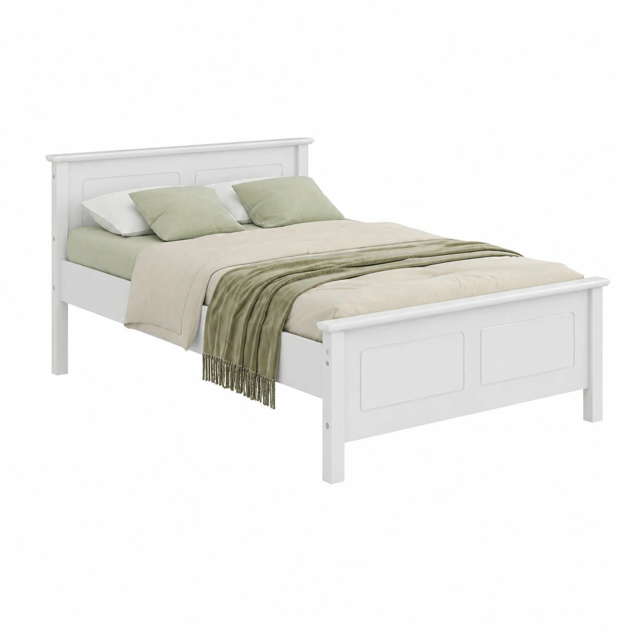 Holzbett – 120 × 200 cm, Landhausstil, mit Lattenrost, aus Massivholz und Kiefernholz