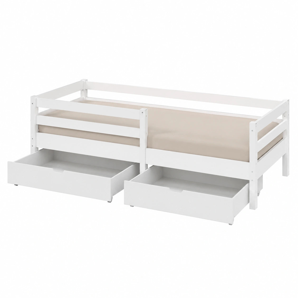 Kinderbett – 90 × 200 cm, mit Schubladen, mit Lattenrost, aus Kiefernholz und Holz