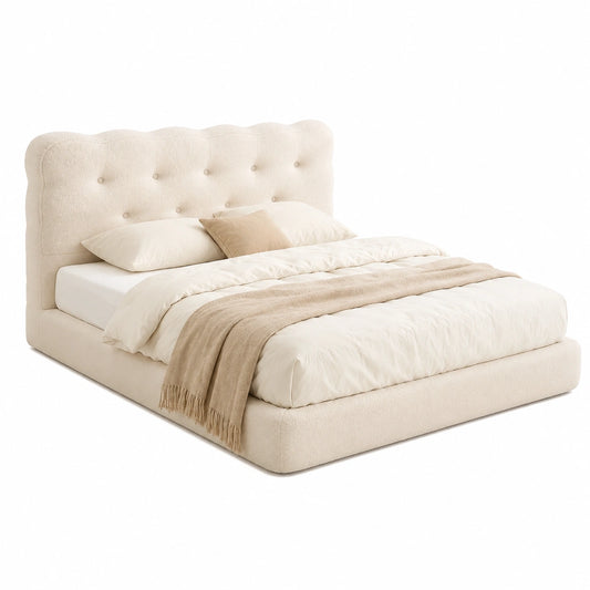 Polsterbett – 160 × 200 cm, moderner Stil, gepolstert, Beige