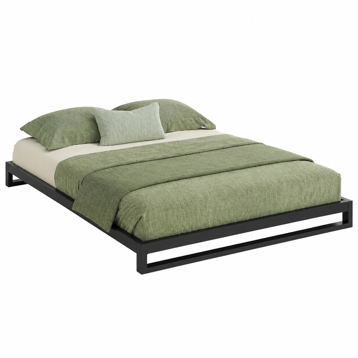 Metallbett – 140 × 200 cm, mit Lattenrost, aus Metall, Schwarz