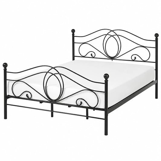 Doppelbett – 180 × 200 cm, aus Metall, Schwarz