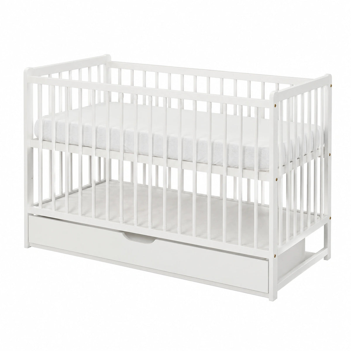 Babybett – 60 × 120 cm, höhenverstellbar, mit Schubladen, mit Lattenrost