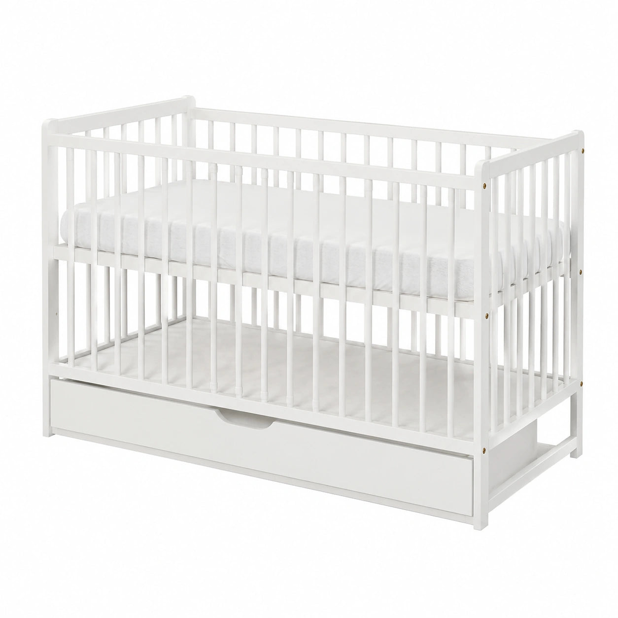 Babybett – 60 × 120 cm, höhenverstellbar, mit Schubladen, mit Lattenrost