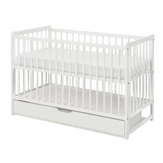 Babybett – 60 × 120 cm, höhenverstellbar, mit Schubladen, mit Lattenrost