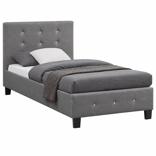 Polsterbett – 90 × 200 cm, gepolstert, mit Lattenrost, Grau