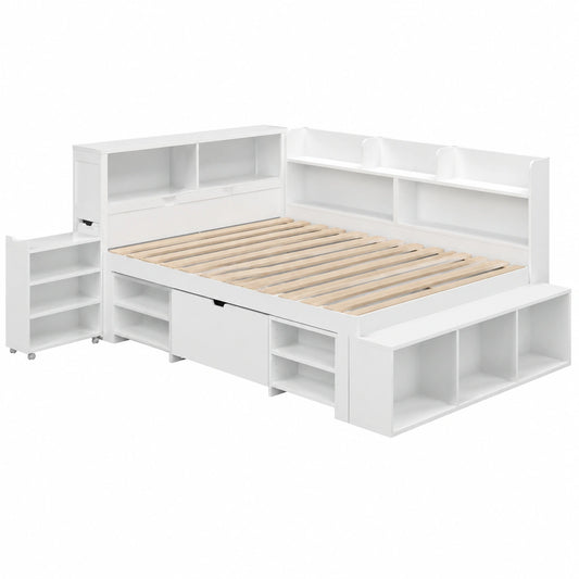 Kinderbett – 254 × 159.5 × 91 cm, mit Stauraum, mit Schubladen