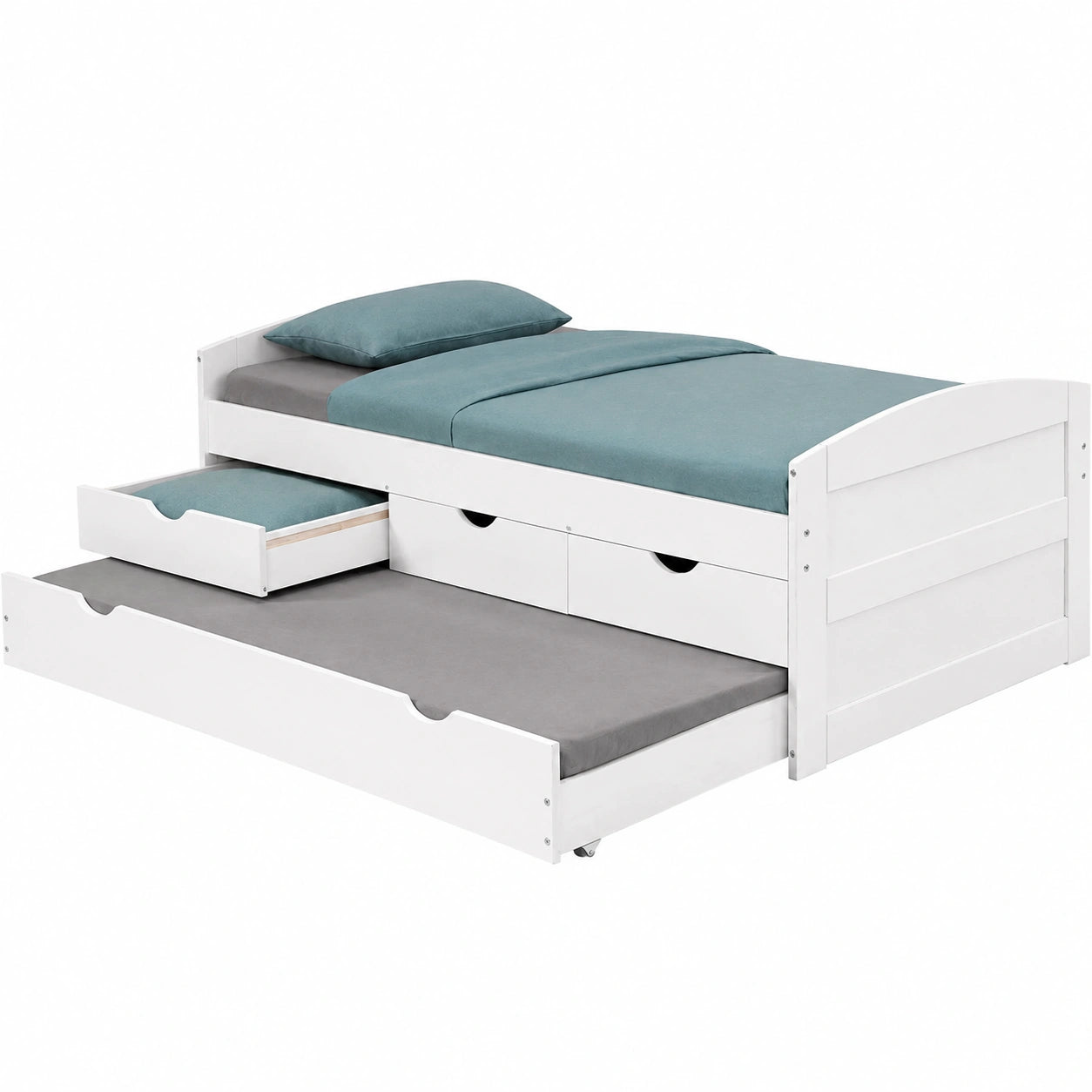 Bett – 90 × 190 cm, mit Stauraum, mit Schubladen, aus Kiefernholz