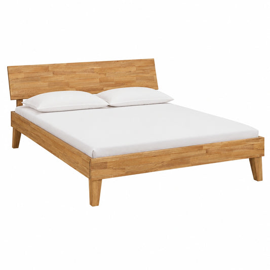 Massivholzbett – aus Massivholz, 180 × 200 cm, aus Eichenholz, Naturfarben, für Schlafzimmer