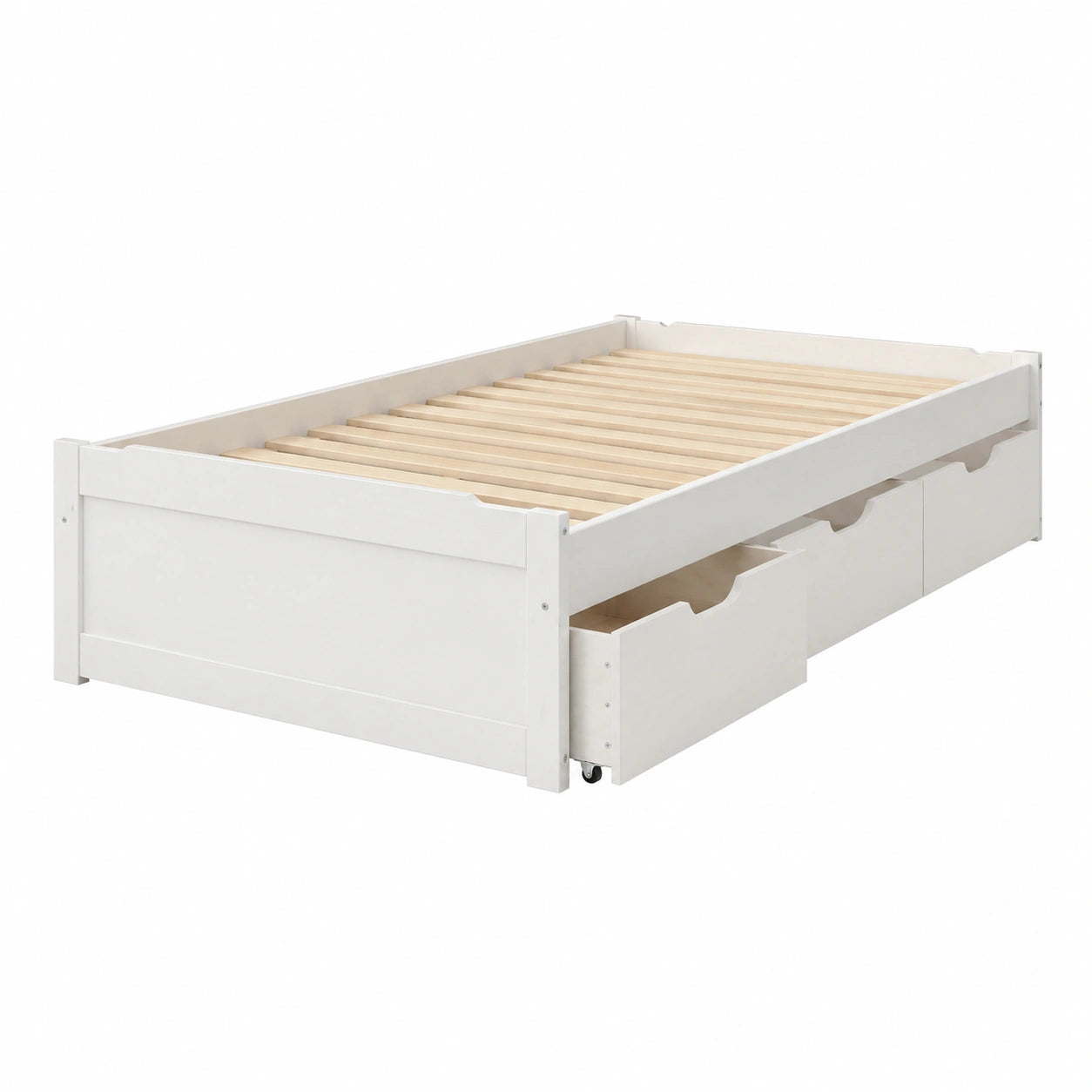 Bett – 90 × 190 cm, mit Schubladen, aus Kiefernholz